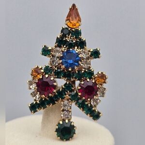 Christmas Tree Holidays Multicolor Crystal Brooch Pin